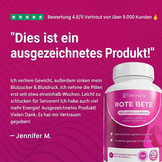 Nexura Rote Bete – 1.300 mg reine Durchblutungsförderung pro Portion*